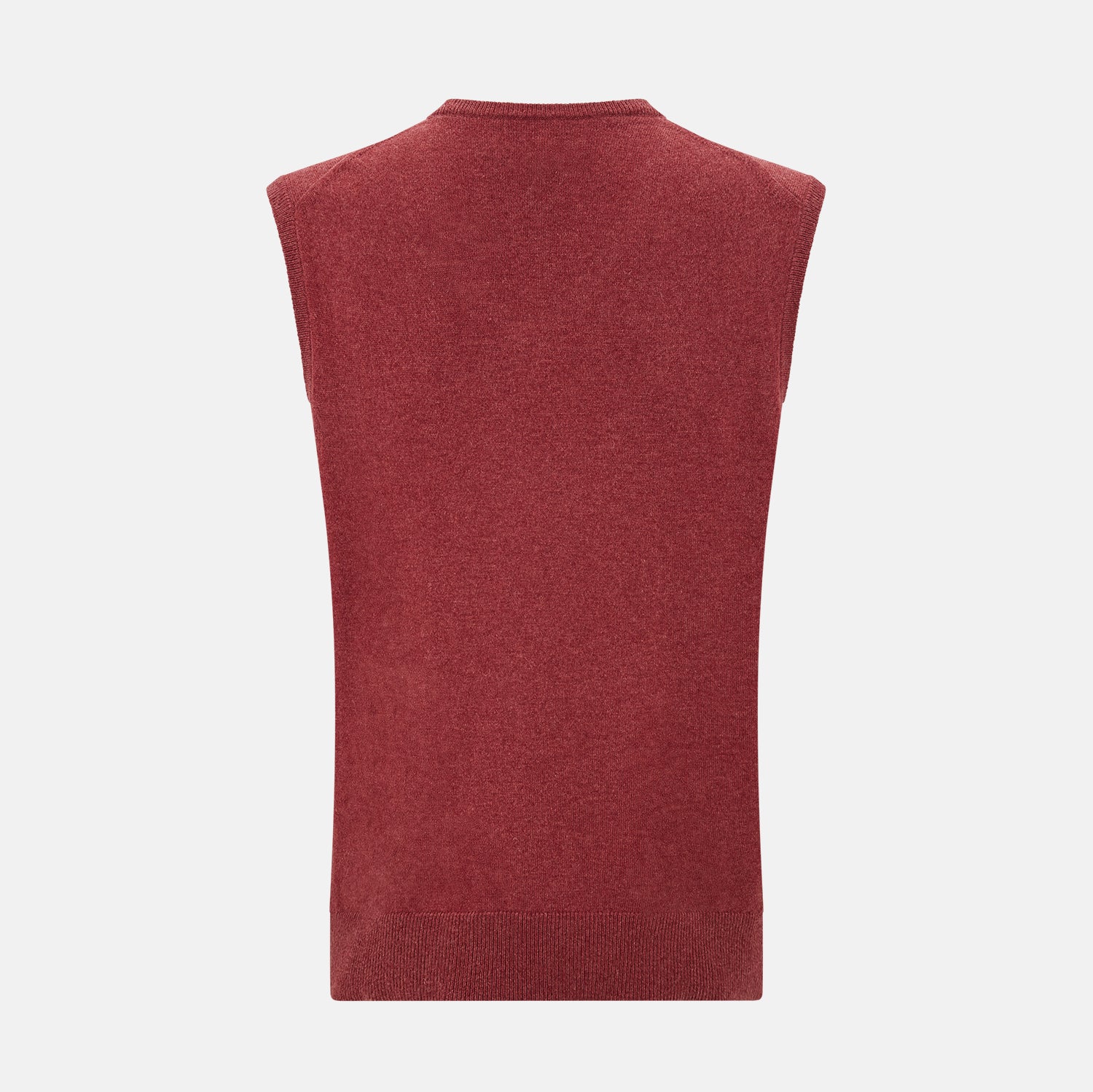 View 3 of product A refined piece from Turnbull & Asser, the Antique Pink Cashmere V-Neck Vest features a sleeveless design with a ribbed hem, shown against a plain white background.