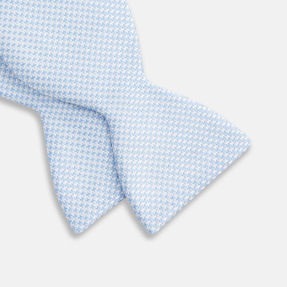 Pale Blue and White Hounstooth Silk Bow Tie Image 2