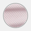 View 1 of product A circular view of Turnbull & Asser's Burgundy Stripe West Indian Sea Island Cotton Fabric, featuring alternating thick and thin red stripes on white, bordered by a thin gray frame.