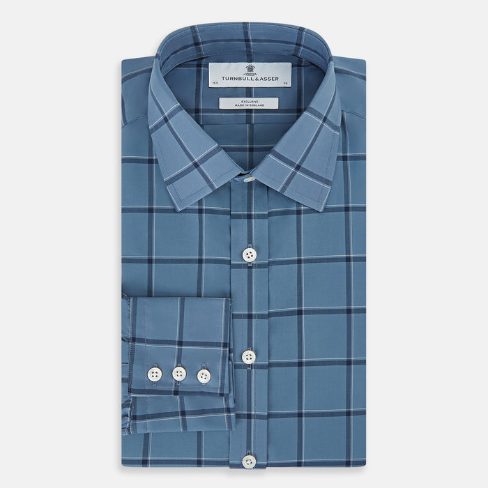 Steel Grey Grid Check Mayfair Shirt Image 4