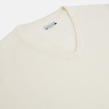 Ivory Cashmere V-neck Jumper Image 1