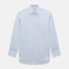 View 1 of product The Light Blue Mayfair Shirt by Turnbull & Asser is a men's cotton dress shirt featuring a pointed collar and button-down front, shown flat on a white background.