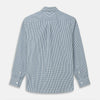View 5 of product The Turnbull & Asser Green and Blue Cotton Multi Check Weekend Fit Finch Shirt features long sleeves, a pointed collar, and buttoned cuffs—perfect for versatile style. Laid flat on a white background.