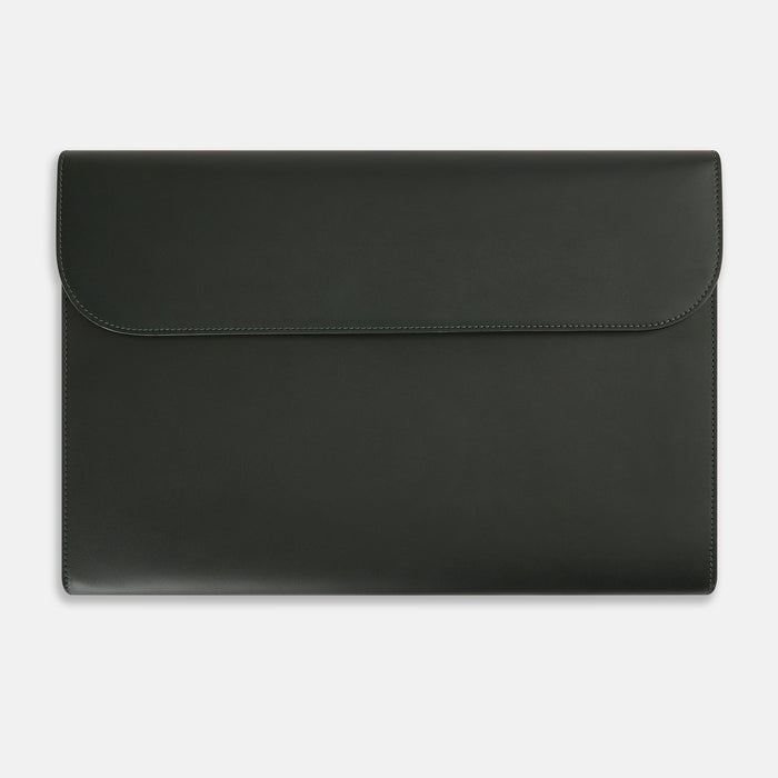 Forest Green Leather Snap-Fasten Pouch