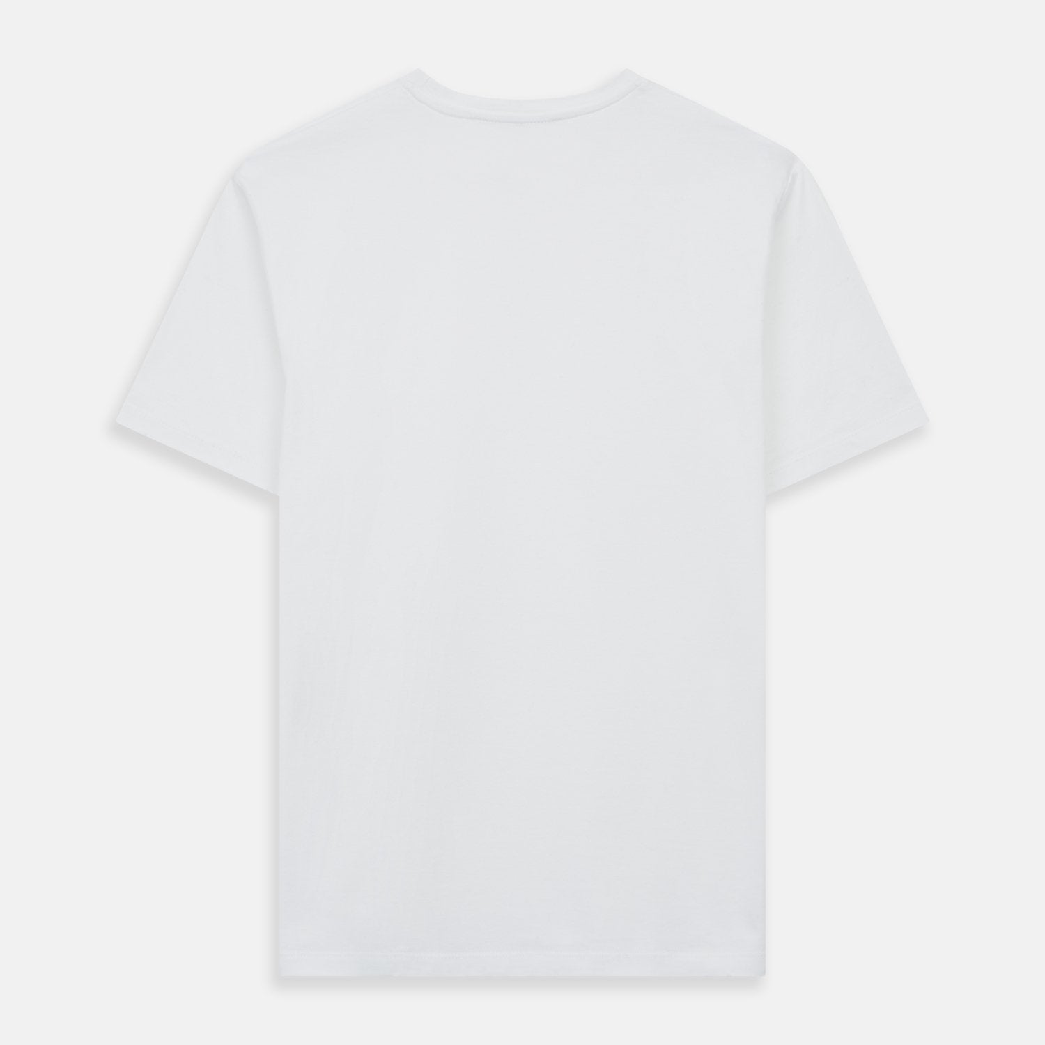 View 3 of product The White Davey Cotton T-Shirt by Turnbull & Asser is a plain white, fine-gauge jersey crew neck with short sleeves and a small neck tag, made in the UK and shown on a white background with no logos or designs.