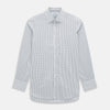 View 1 of product The Turnbull & Asser Blue and Coffee Tattersall Check Mayfair Shirt is a long-sleeved, button-up style made from Italian cotton, featuring a collar and buttoned cuffs, shown laid flat against a white background.