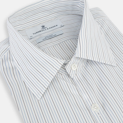 Grey and Blue Pinstripe Westminster Shirt Image 1