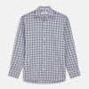 View 1 of product The Turnbull & Asser Grey Multi Check Cotton Tailored Fit Shelton Shirt is neatly laid flat on a white background.