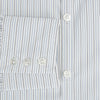 View 4 of product The Turnbull & Asser Grey and Blue Pinstripe Westminster Shirt features fine stripes, a classic collar, and buttoned cuffs—showcasing signature British craftsmanship against a plain white backdrop.