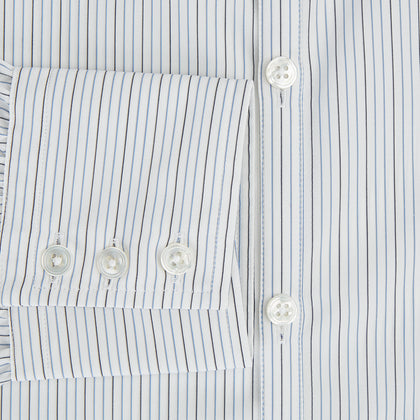 Grey and Blue Pinstripe Westminster Shirt Image 3