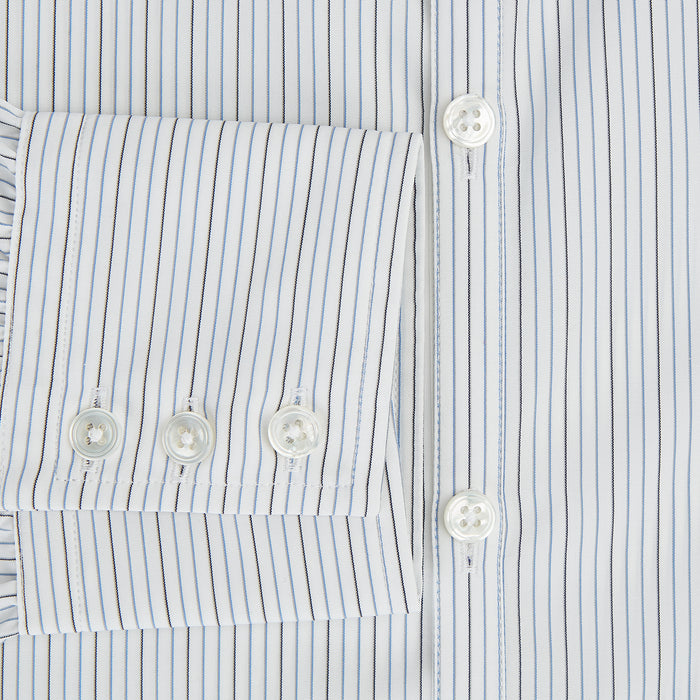Grey and Blue Pinstripe Westminster Shirt Image 3