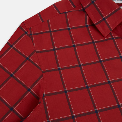 Dark Red Grid Check Windsor Shirt Image 5