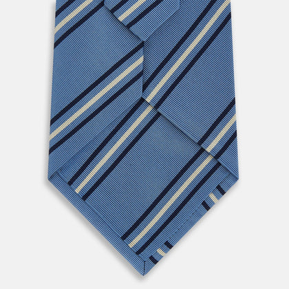 Blue Multi Stripe Silk Blend Tie Image 2