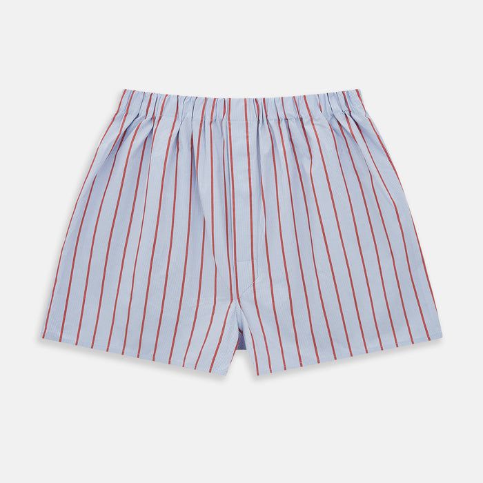 Pale Blue And Red Pinstripe Godfrey Boxer Shorts