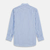 View 5 of product The Turnbull & Asser Pale Blue Multi Stripe Cotton Regular Fit Whitby Shirt, with collar and cuffs, is shown laid flat on a white background.