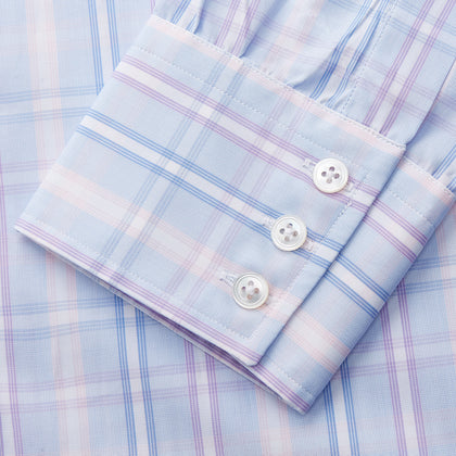 Pink and Light Blue Check Cotton Regular Fit Mayfair Shirt Image 1