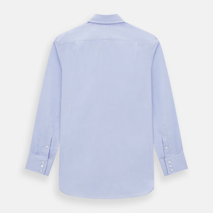 Blue Herringbone Tailored Fit Shirt With Kent Collar Image 2