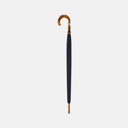 Navy Umbrella with Whangee Crook Handle Image 1