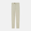 View 9 of product Turnbull & Asser Taupe Cotton Blend Henry Trousers with a straight-leg formal cut, button and zipper closure, belt loops, and side pockets, shown against a plain white background.