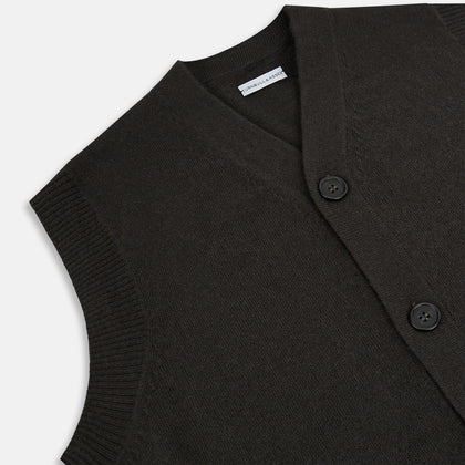 Dark Brown Cashmere Sleeveless Cardigan Image 1
