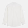 View 5 of product The White Cotton Weekend Fit Langston Shirt by Turnbull & Asser, with a Derby collar, long sleeves, and two button-flap chest pockets, is shown laid flat on a white background.