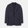 View 1 of product The Turnbull & Asser Navy Wool Blend Barrington Blazer features a notched lapel, single-button closure, three front pockets, and sleeve button accents, shown against a plain white background.