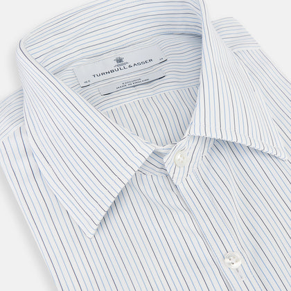 Pale Blue and Navy Pinstripe Westminster Shirt Image 1