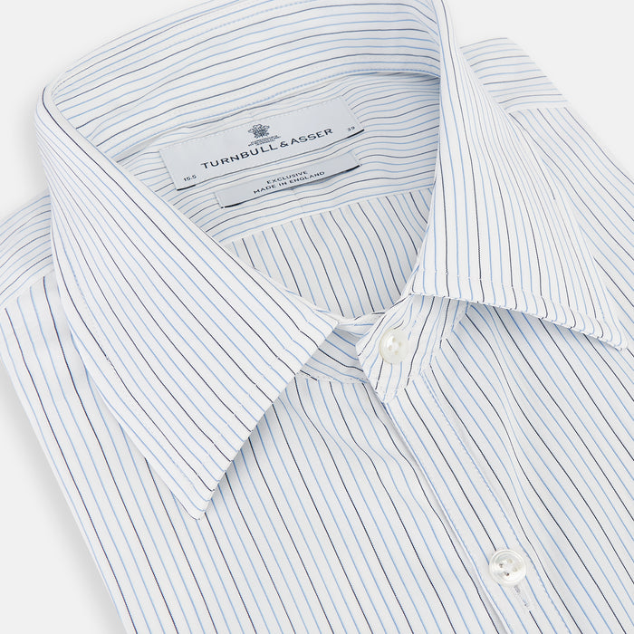 Pale Blue and Navy Pinstripe Westminster Shirt Image 1