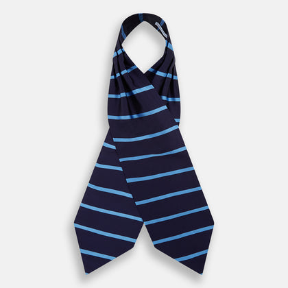 Azzurro Stripe and Navy Silk Cravat Image 1