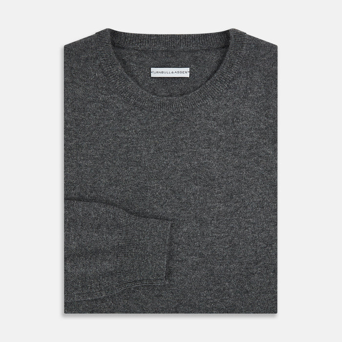 Charcoal Grey Cashmere Round Neck Jumper Image 3
