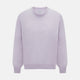The Turnbull & Asser Lilac Cashmere Round Neck Jumper for men features long sleeves with ribbed cuffs and hem, offering a stylish, refined look. Shown against a white background.
