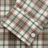 View 3 of product The Turnbull & Asser Green and Oatmeal Cotton Weekend Fit Langston Shirt features a Derby collar, long sleeves, two button-flap chest pockets, crisp white buttons, and a stylish plaid pattern.