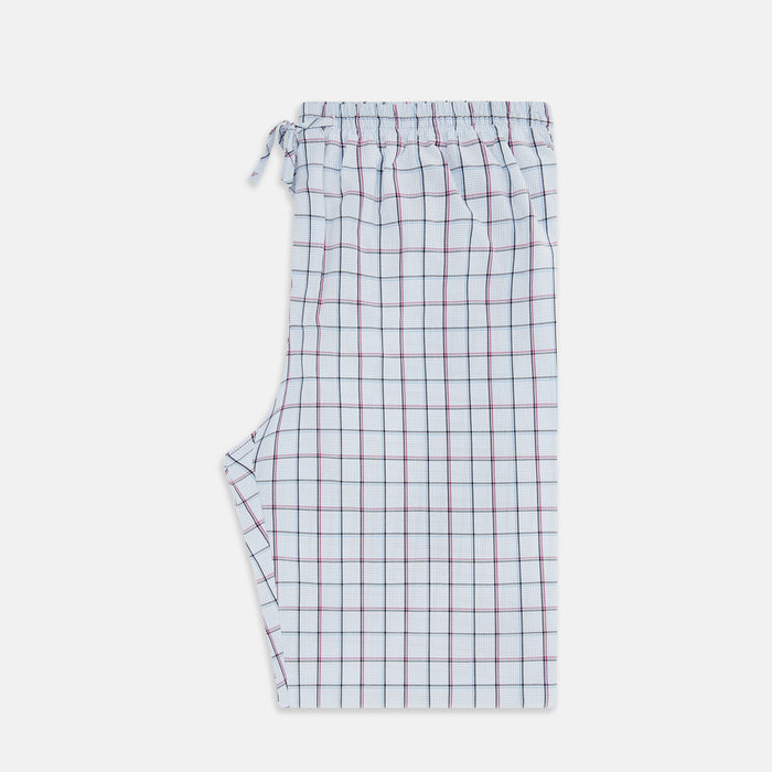 Blue and Pink Tattersall Check Pyjama Trousers Image 2
