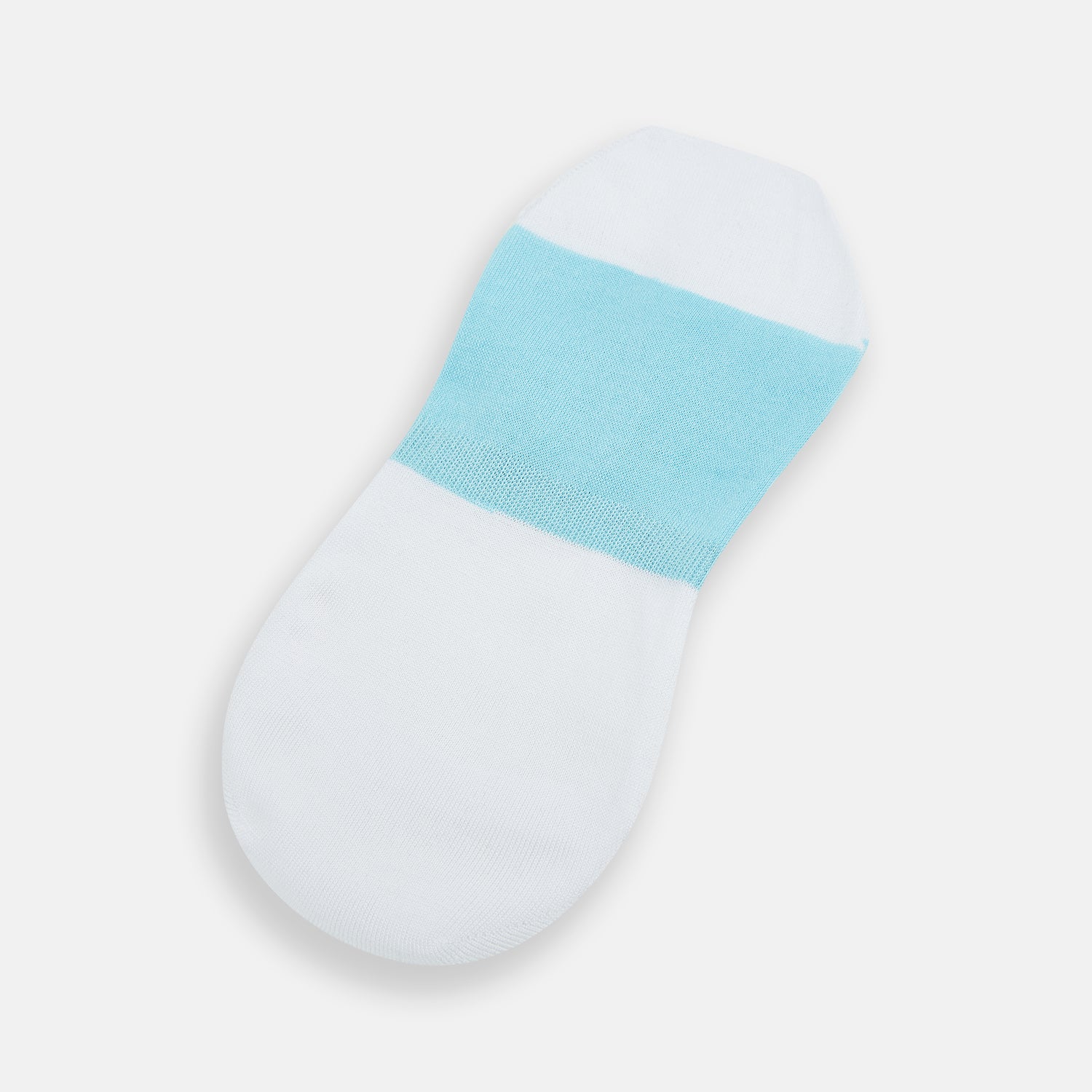 View 3 of product A single Turnbull & Asser White No-Show Sock, low-cut with a light blue front and white heel, displayed against a plain white background.