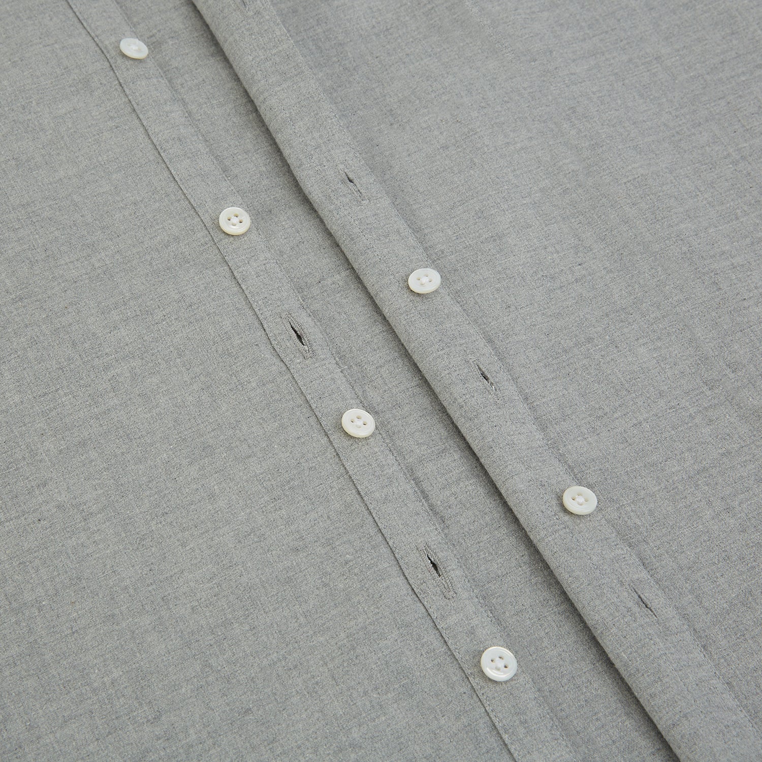 View 7 of product The Grey Westminster Shirt by Turnbull & Asser features a classic collar and white buttons, expertly crafted in Britain. This long-sleeve button-up is shown against a plain white background.