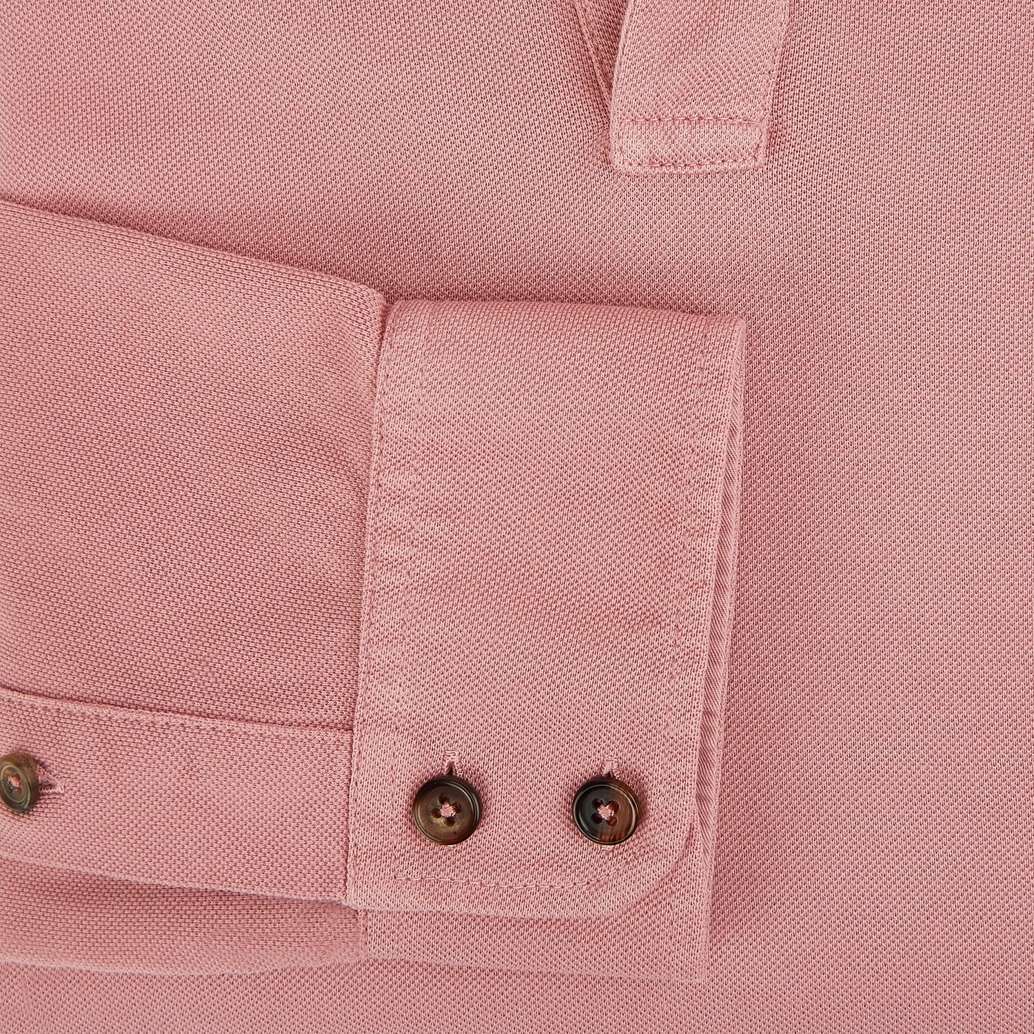 View 4 of product A Turnbull & Asser Red Rugby Polo Shirt with long sleeves, a collared neckline, v-neck opening, and no buttons is laid flat on a white background.