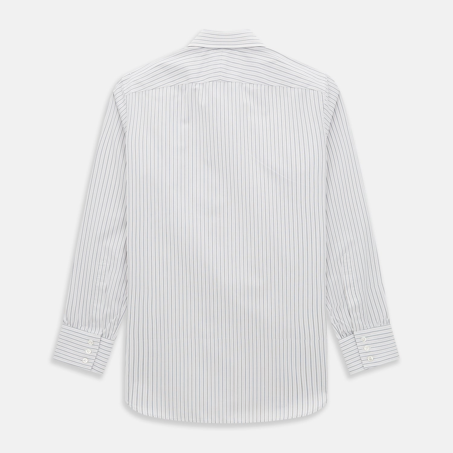 View 3 of product A red and navy graph check Westminster shirt by Turnbull & Asser with a formal collar and tailored fit, featuring a button-up front and buttoned cuffs, laid flat on a white background.