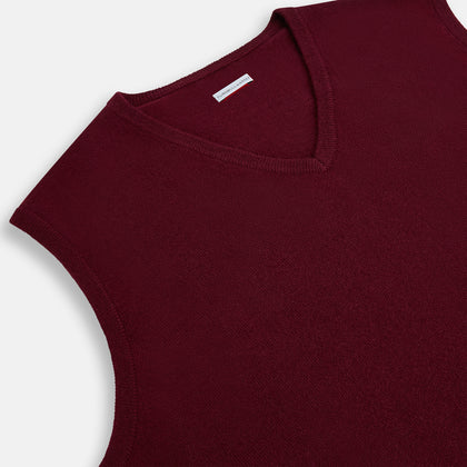 Burgundy Cashmere V-Neck Vest Image 1