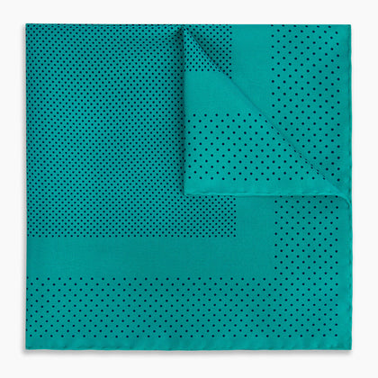 Petrol Green Dot Silk Pocket Square Image 4