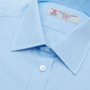 View 2 of product A Light Blue Cotton Shirt with a T&A collar and 3-button cuffs by Turnbull & Asser is displayed on a plain white background, ideal for pairing with a navy suit.