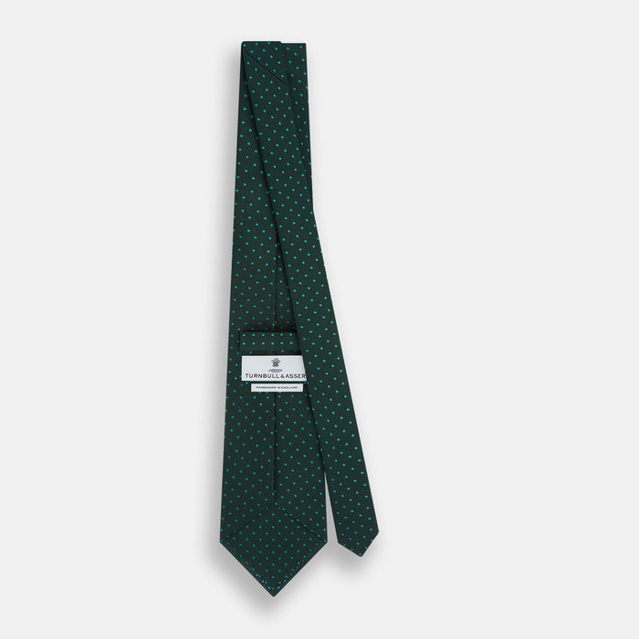Dark Green Micro Dot Silk Tie Image 3