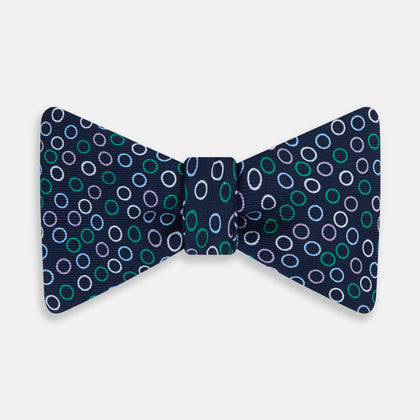 Multicoloured Dark Navy Circle Silk Bow tie