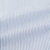 View 6 of product The Turnbull & Asser Navy and Blue Ticking Stripe Shirt features a contrast white collar and double cuffs, displayed on a plain white background. Tailored in the sleek Mayfair fit, it’s ideal for formal attire.