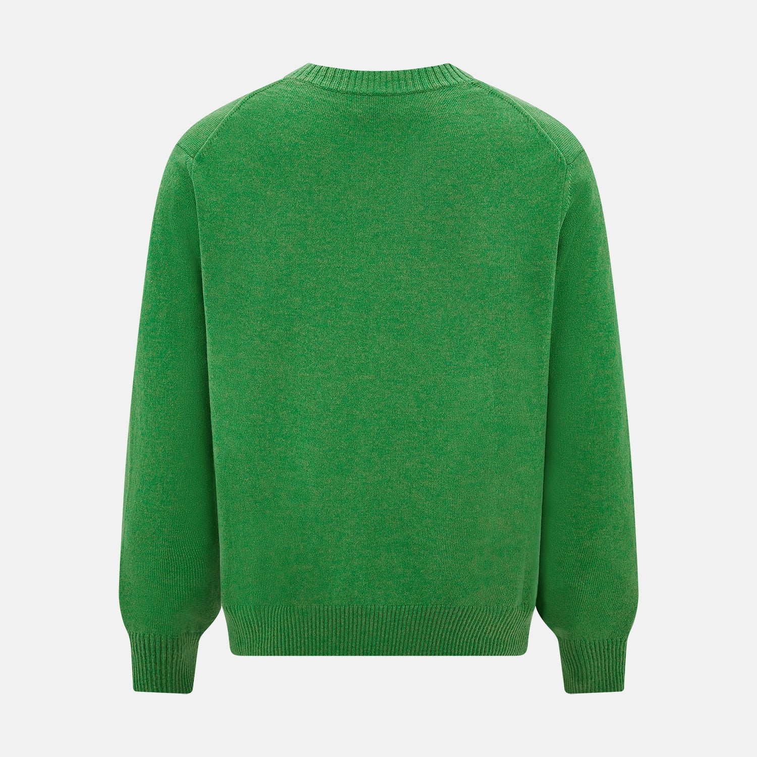 View 3 of product The Turnbull & Asser Lime Green Cashmere Cardigan features a V-neck, long sleeves, ribbed cuffs and hem, button-down front, and two front pockets—an essential knitwear piece shown against a plain white background.