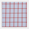 View 1 of product The Turnbull & Asser Hand Rolled Red Windowpane Check Handkerchief features a light blue and white gingham base with red checks—perfect as a gentleman's pocket square for a refined, classic touch.