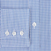 View 4 of product The Turnbull & Asser Blue Multi Micro Check Mayfair Shirt features a classic T&A collar, button-up front, white buttons, cuffed long sleeves, and a refined light blue and white micro check pattern.