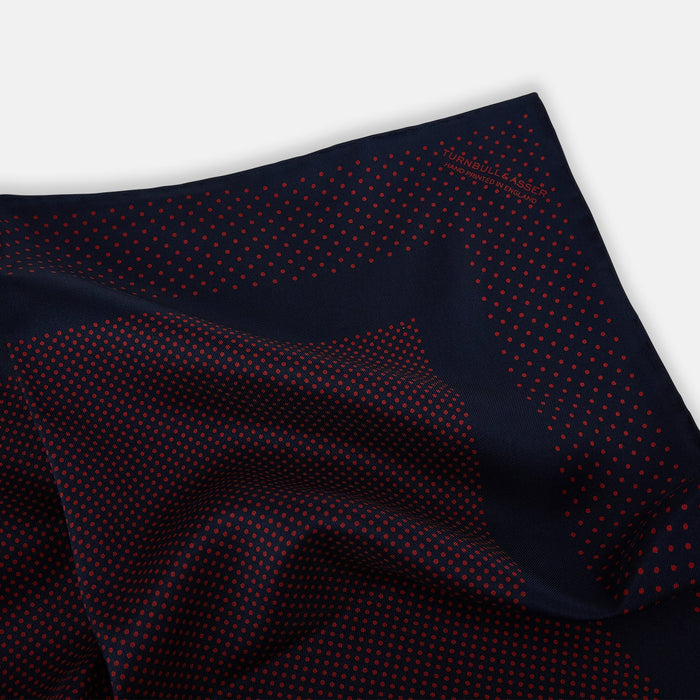 Navy and Red Dot Silk Pocket Square Image 1