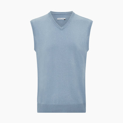 Frost Blue Cashmere V-neck Vest Image 3