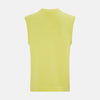 View 3 of product The Bright Yellow Fine Merino V-Neck Vest by Turnbull & Asser is a sleeveless jumper with ribbed edges, shown on a white background—ideal for the refined gentleman who values classic style.