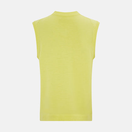 Bright Yellow Fine Merino V-Neck Vest Image 2